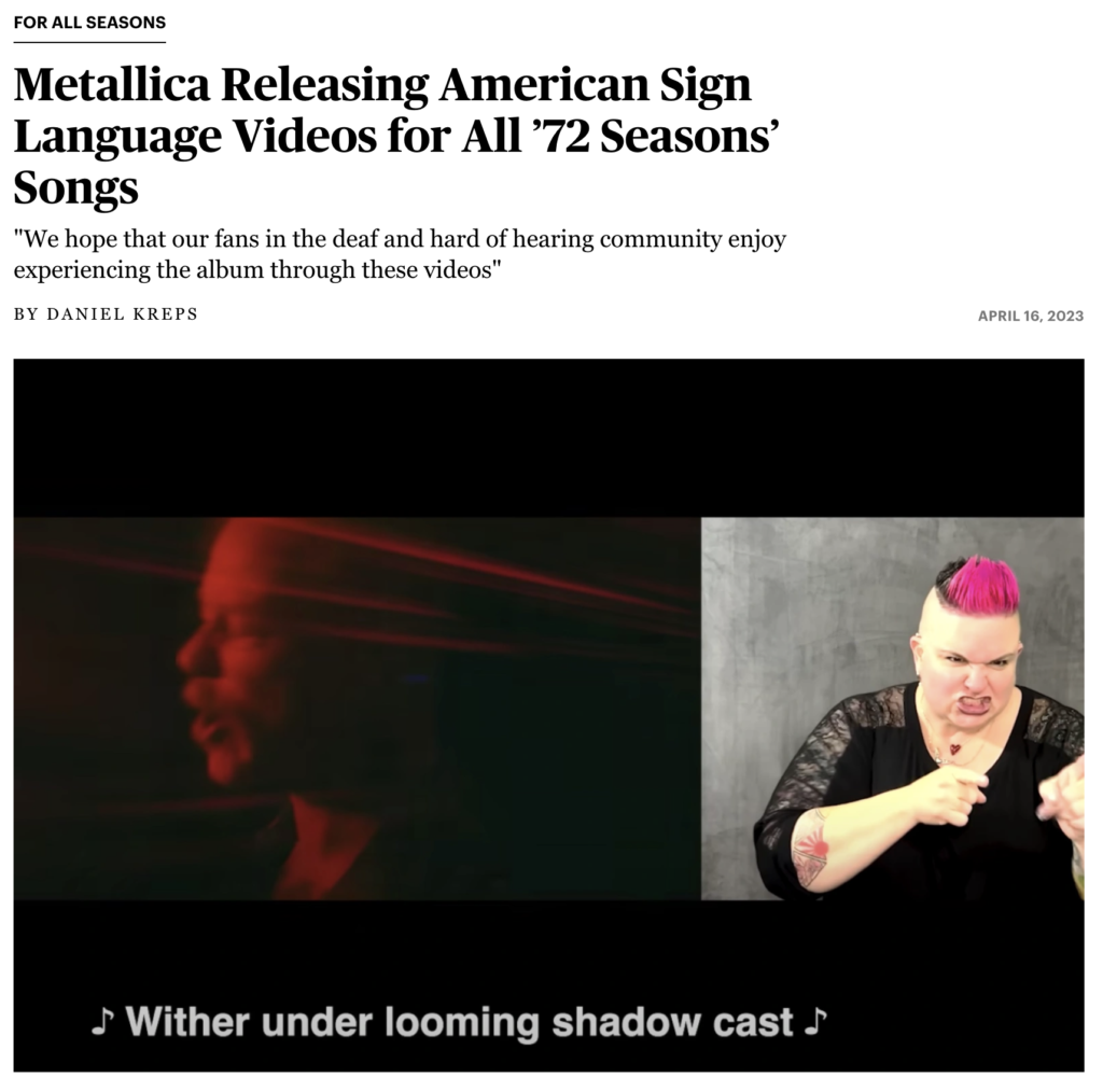 DPAN Amber G Featured in Rolling Stone with Metallica